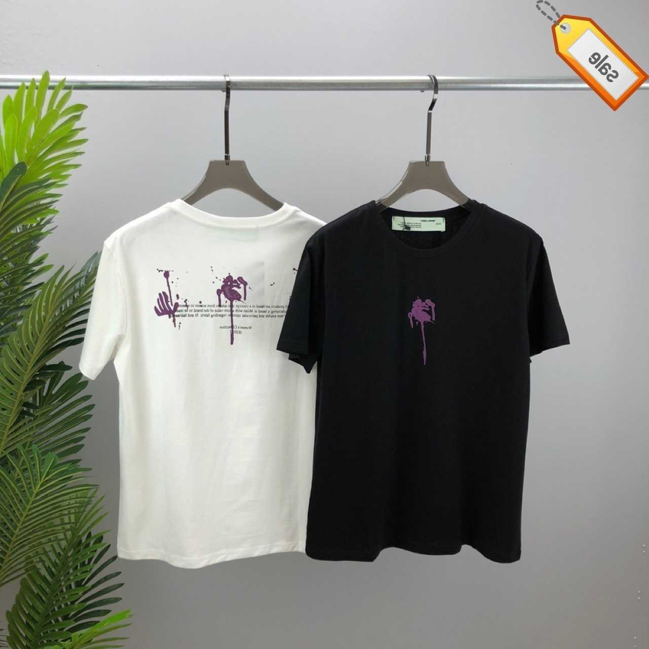 

Chaopai European Off Arrow Splash Letter Printed T-shirt Bottom Black and White