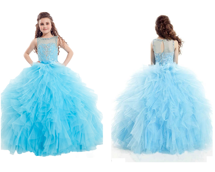 

Wholesale Girls dresses Princess girl dress Party Kids Dress for Girls Children Wedding Dress New Year clothes, Light sky blue