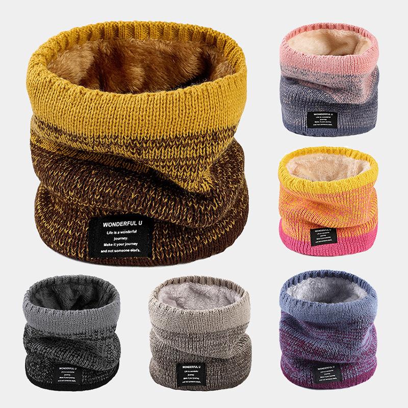 

Bandanas Outdoor Unisex Knitted Warm Gradient Color Scarf Winter Autumn Women Bandana Solid Fleece Men Headband Neck Shawl