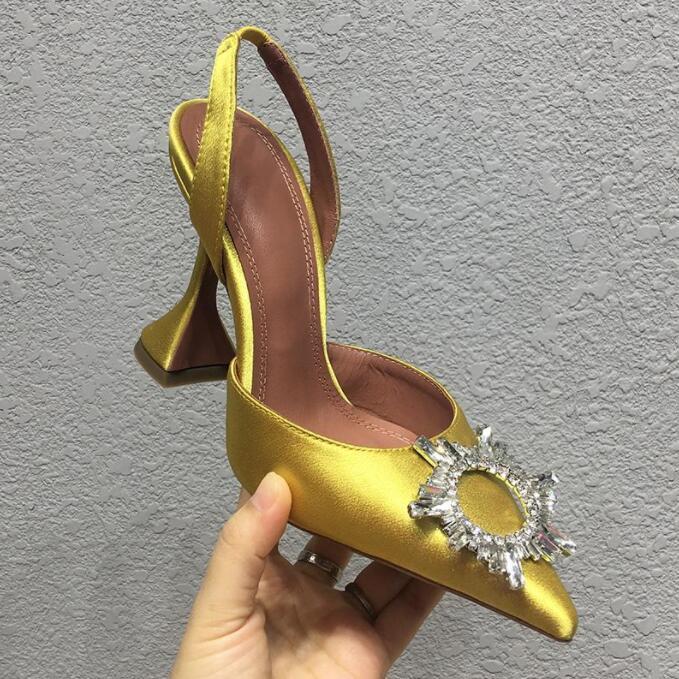 

Luxury Designer sandals high heeled shoes Amina muaddi Begum bow Crystal-Embellished buckle pointed toesl sunflower sandal summer footwear 10cm Dinner dress shoes, Colour12