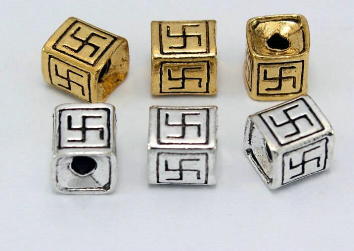 

7mm Tibetan Silver Square wordBead Antique Loose Bead Spacer Connectors for DIY Jewelry Making bracelet cjh4e