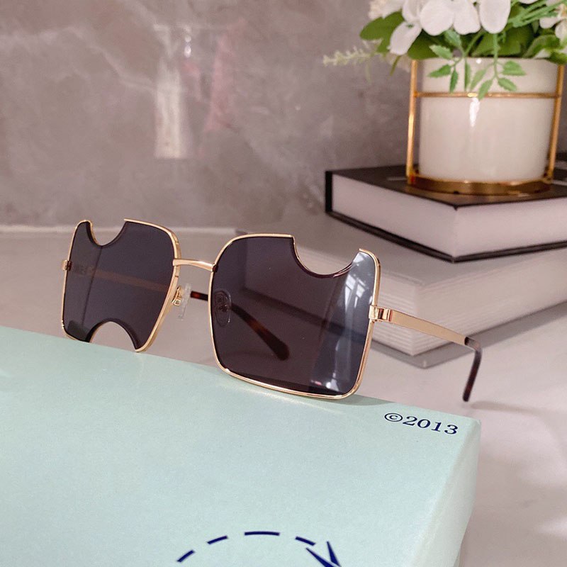 

Small Rectangle Notch Sunglasses Women Shopping Designer Black metal frame Sun Glasses Men 2022 Official OW40028U Brand Shades temple with arrow Square UV Eyewear