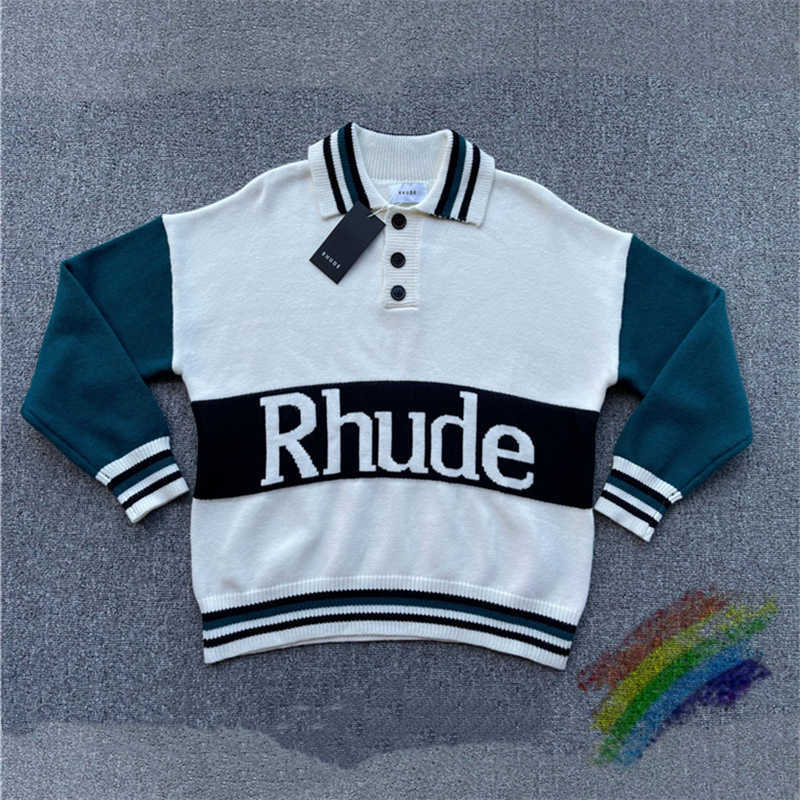 Rhude Pull Hommes Femmes 2022fw Tricot Décontracté Pulls Col Montant