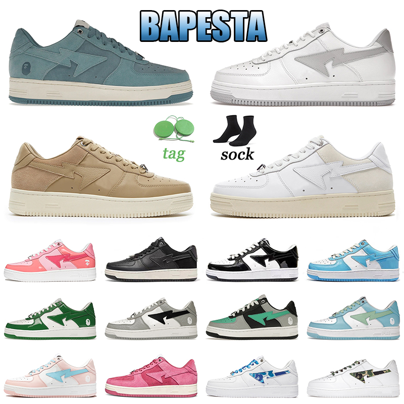 

Women Mens A Bathing Baped Sta SK8 Casual Shoes Bapesta Designer Sneakers ABC Camo Pink Wheat Red Pastel Pack Green White Black Suede Off Platform Trainers Top quality, 36-45 pink suede