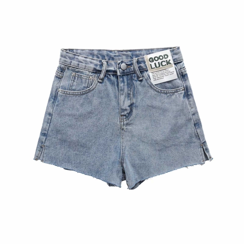 

Denim Shorts Women Summer High-waisted Letter patch Casual Fashion Elegant Chic Lady short femme 210709