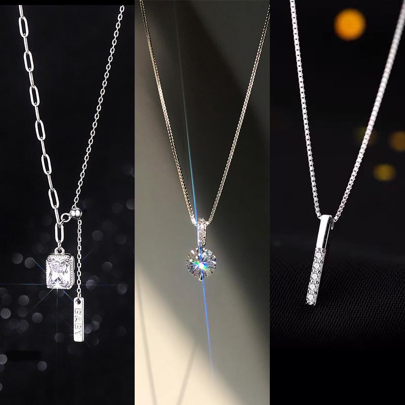 

Pendant Necklaces Fashion 925 Sterling Silver Zircon Shiny Rhinestones Pendants For Women Engagement Wedding Choker Fine JewelryPendant Pend