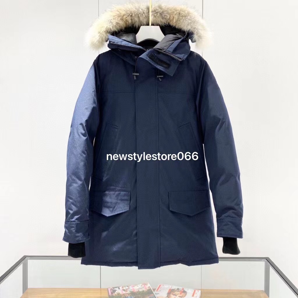 Veste pour l'hiver pour hommes Fourrure avec col de fourrure amovible de canard blanc amovible parker long pilote chaud simple classique vrai lou