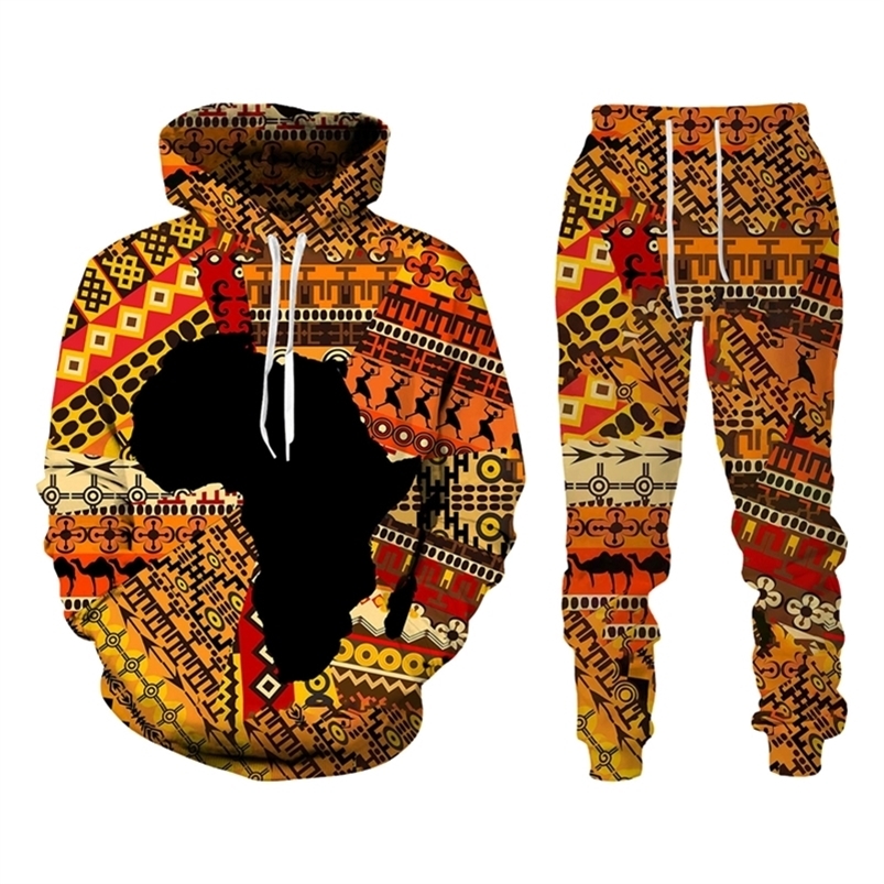 

Ethnic Style 3D Printed Hoodies and Pants Set African Vintage Pullover Sweatshirts Man Tracksuit Casual Men's Clothes 220518, Hoodie