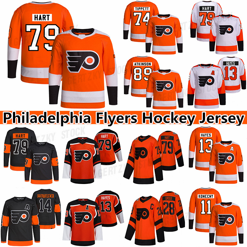 

Philadelphia''Flyers'' hockey jersey 79 Carter Hart 89 Cam Atkinson 14 Sean Couturier 94 Ryan Ellis 74 Owen Tippett 13 Kevin Hayes jerseys, Orange