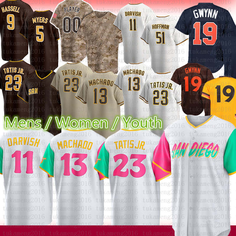 

Mens Women Manny Machado Fernando Tatis Jr. Baseball Jersey San Diego Tony Gwynn Wil Myers Trent Grisham Ha-Seong Kim Joe Musgrove Blake Snell Jurickson Profar Tim Hill, Women(size:s-xxl)jiaoshi
