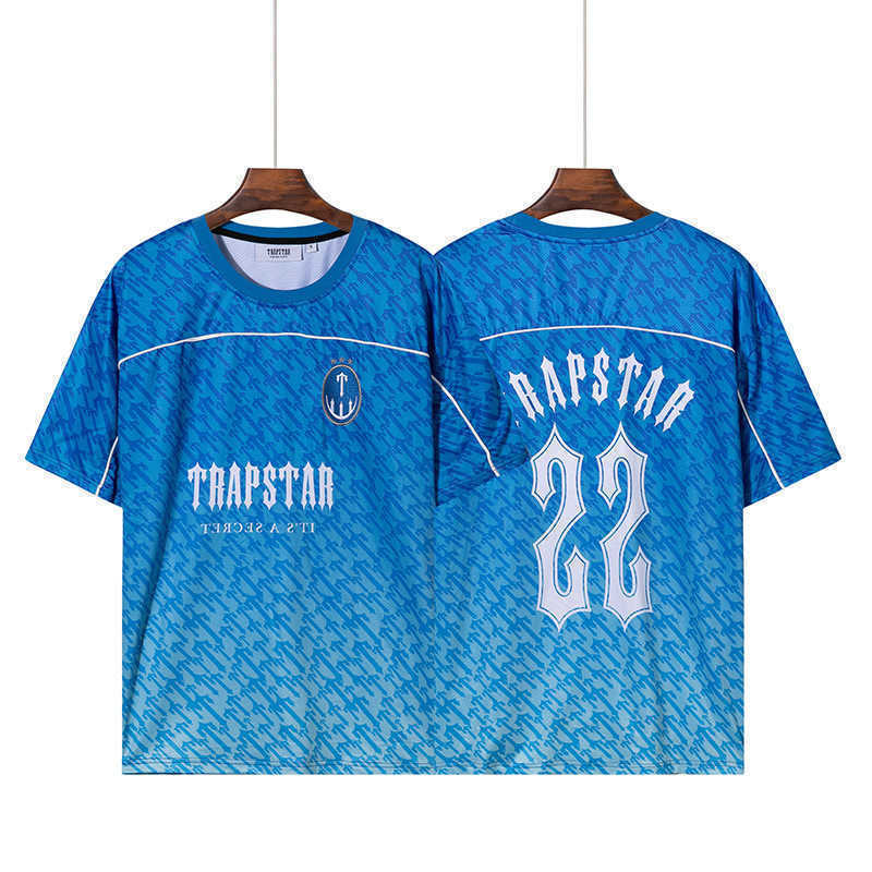 

Trapstar Short Sleeve T-Shirt Round Neck Shirt Blue Jersey Men' Ladies Coon Casual Fashion Couple, White