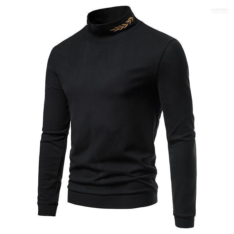 

Men' Sweaters Knit Embroidered Top Casual Pullover Solid Regular Men Spring/Autumn Half High Collar Long Sleeve Comfort Simplicity Tops Per, Black