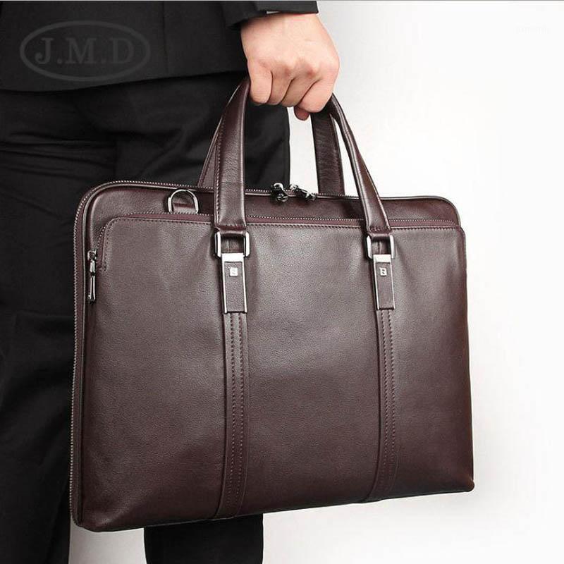

Luxury Soft Italian Leather Briefcase Slim Business Daily Shoulder Messenger Travel Office Laptop Bag 14 Men Totes Fit A4 File Briefcases, Chocolate