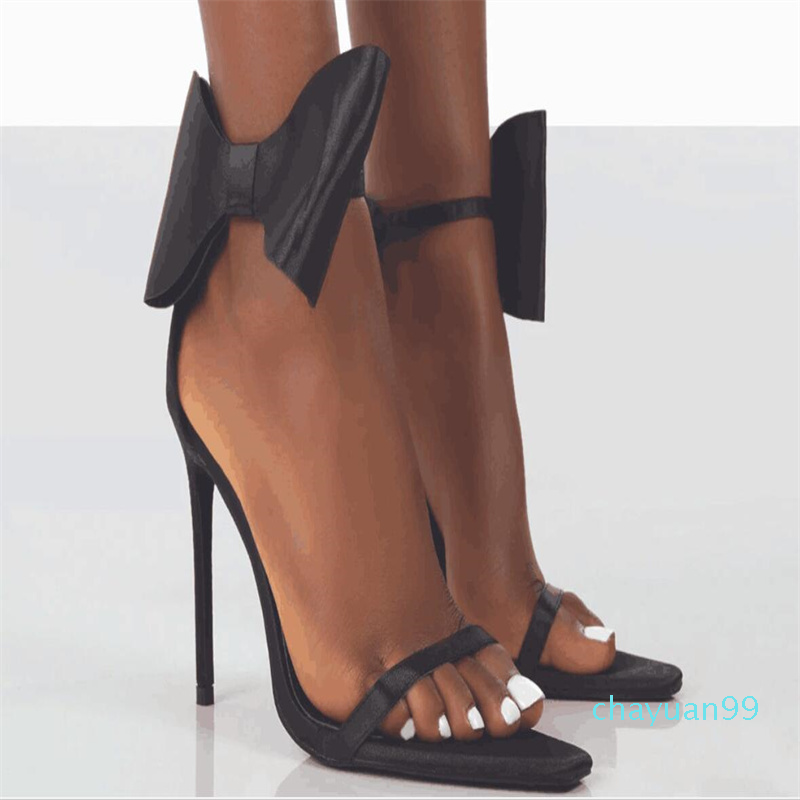 

2022 new sexy bowtie sandals women shinny satin high heels Lady gladiator Sandal Fashion open toe Party shoes wedding Shoes, Fuchsia