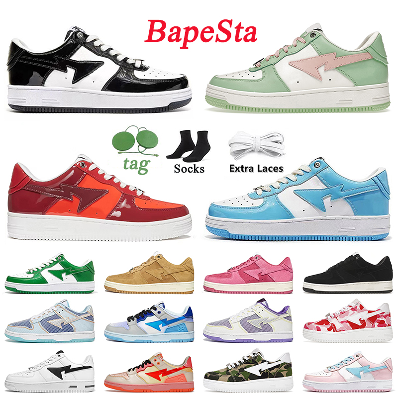 

2022 Fashion Bapesta Womens Mens Running Shoes Designer Platform Sneakers Bapestas Bape Sta Sk8 White Black Pastel Pack Green Combo Red Blue Patent Leather Trainers, #7 36-45