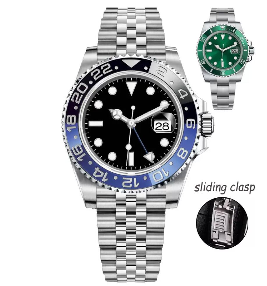 

Men Watches 40mm Automatic Mechanical Watch Full Stainless Steel sliding clasp Blue Black Ceramic Sapphire WristWatches Super luminous montre de luxe With box