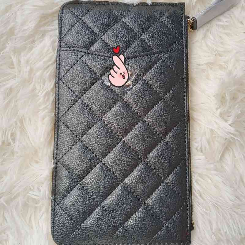 

High Quality Brand design Letter Quilted CC chain short wallet lambskin women's le boy pocket caviar Leather zipper card pack coin Purse Clutch Pouches 076, Xiaolingge mobile phone gold label