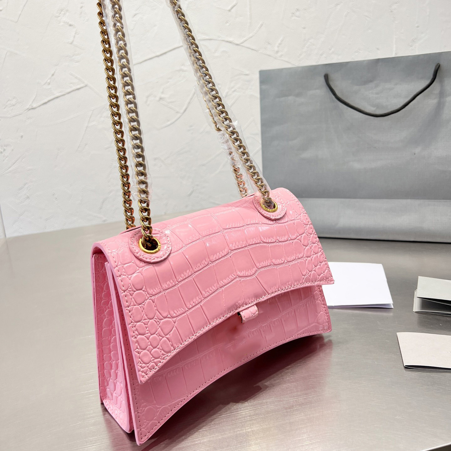 

Brand Bags Designers Women Bag Lady Design Hourglass Shoulderbags Girl ChainBag Handbag Fashion Luxury Classic Bag Simple Series Pocket, Black