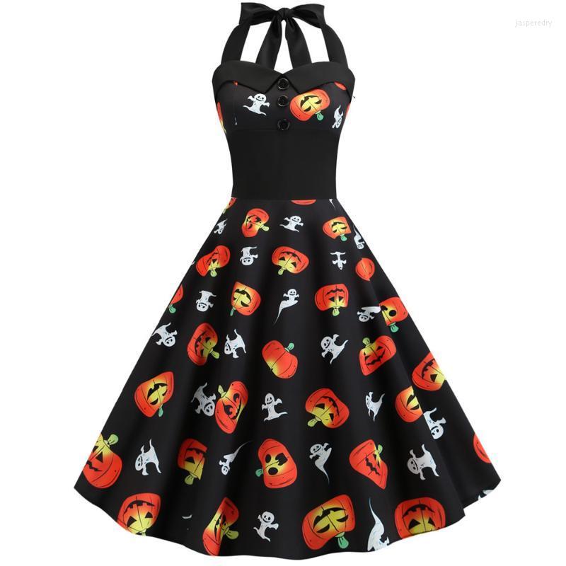

Plus Size Dresses Halloween Sexy Halter Party Dress Retro Pumpkin Hepburn Vintage 50s 60s Rockabilly Robe Elegant Midi Jasp22, Design 14060