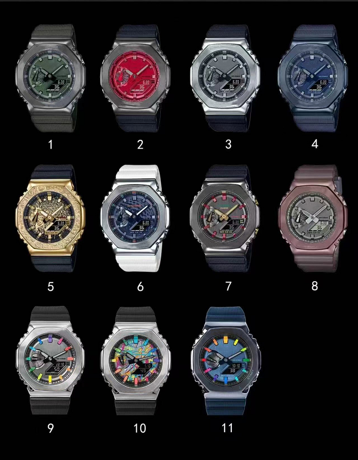 

Iced Out Watch Sports Quartz Digital Men's Watch GM Model Full Function Metal Dial Automatic Hand Raise Light LED World Time High Quality Oak 2100 Series