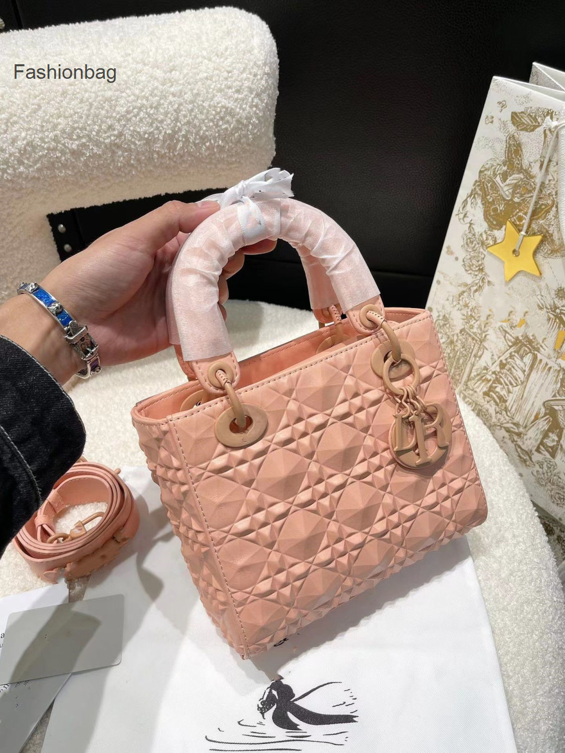 

Bags christlansbag Bag Lady D Diana Designer Diamond Version Pattern Princess Women's High Latest Style Diagonal One Shoulder Handbag, Pink