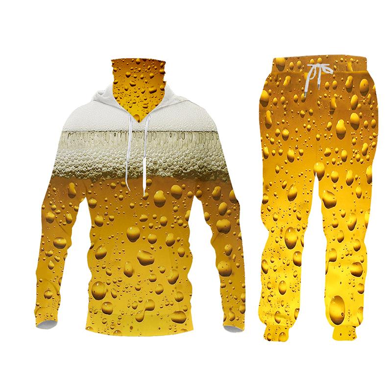 

Men' Tracksuits Women/men Yellow Jogger Pants Sweatshirt Bar Beer Foam Tracksuit Sweatpants Hoody Creative Streewear Two Piece SetMen, Swpa02424