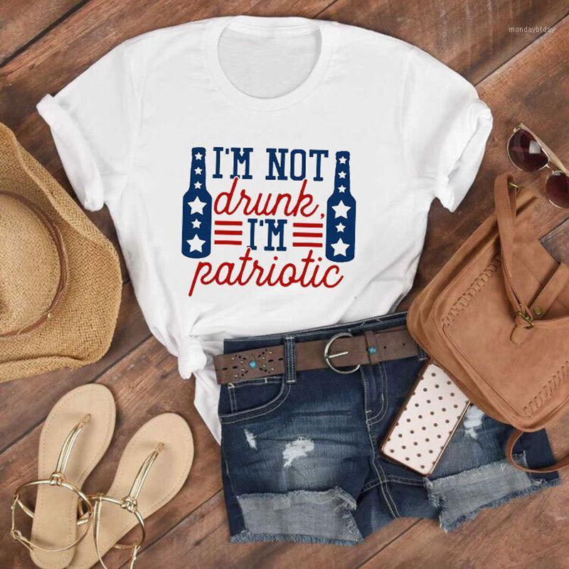 

Women's T-Shirt Women I'M NOT DRUNK Graphics Trendy Funny Letter Tee Summer Casual Floral Hipster Crew Neck Streetwear Top Soft, White