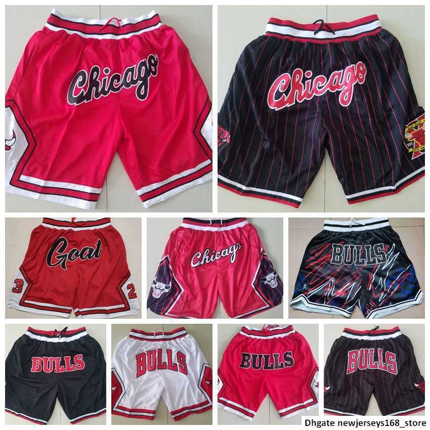 2022 Chicago Basketball Shorts JUST DON Stitched Mitchell and Ness With Pocket Zipper Sweatpants Mesh Retro Bull Sport PANTS S-2XL