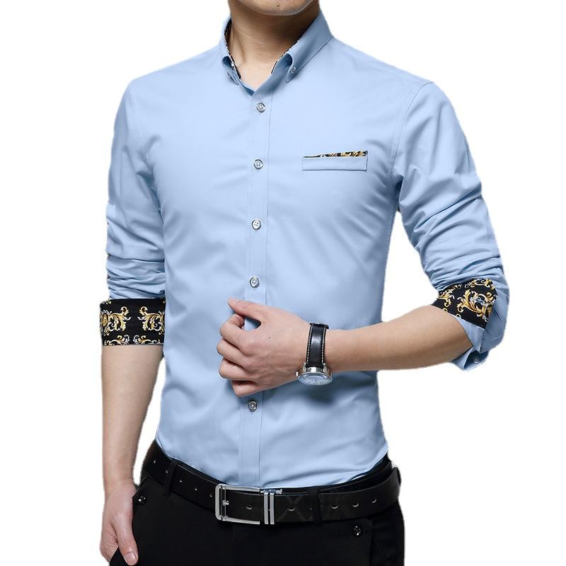 

Men's Casual Shirts Mens Dress Men Button Up Shirt Fit Long-Sleeve Office Business Plus Size -5XL High Quality ClothingMen's, White