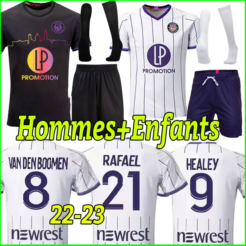

Toulouse FC soccer jerseys 2022 2023 maillot de foot Rhys Healey Anriste Bayo Spierings Adli /23 Men kits Kids football shirts Uniforms full set socks enfants away, Home