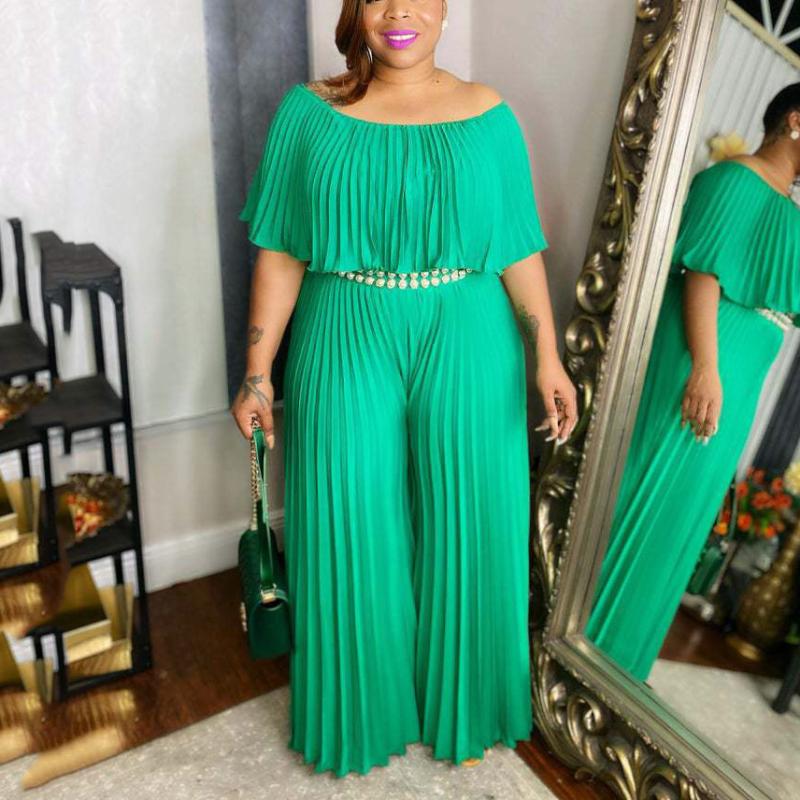 

Women's Two Piece Pants 4XL 5XL Plus Size Jumpsuits & Rompers For Womens Large Pleated Batwing Sleeve High Waist Elegant Evening Party C, Black jumpsuits