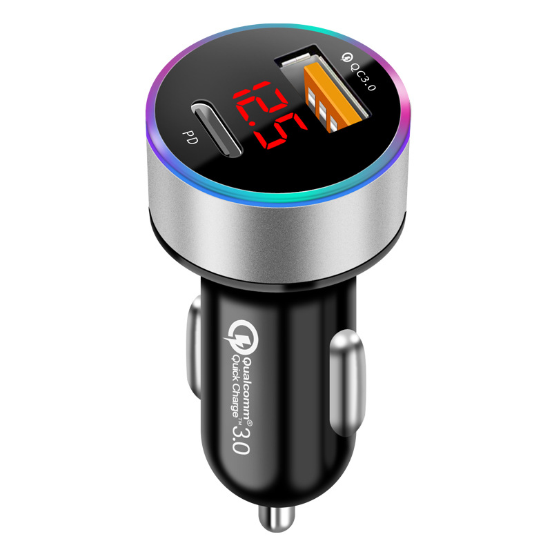 

IN STOCK Mini Metal Dual USB Digital Display Chargers Vehicle Charging 2.4 Multi-function Car Charger for Cars MP3 Phone Camera PC