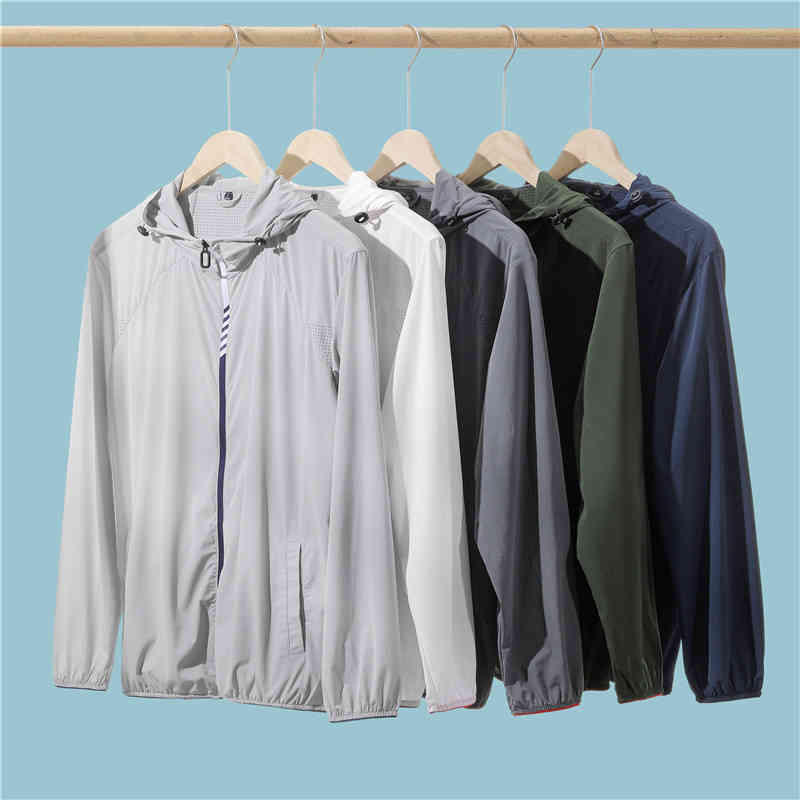 

Couple Outdoor Sun Protection Clothing Men's Ultra-thin Breathable Jacket Light and Thin Shirt Fishing Summer, Men light gray