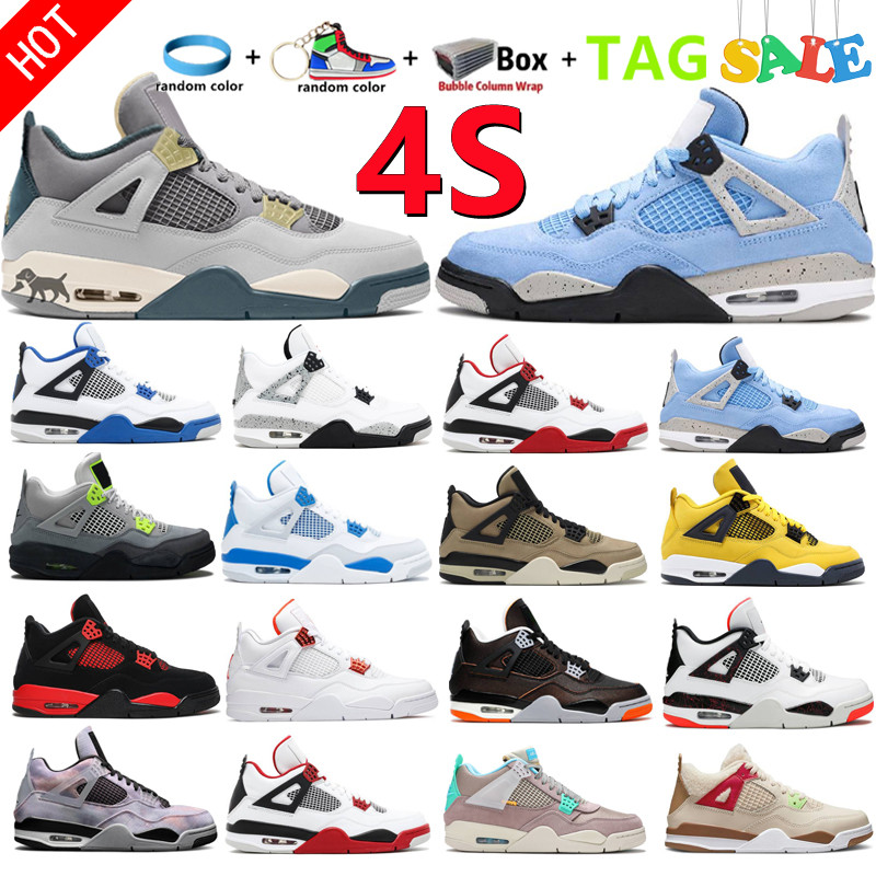 

2022 4S IV 4 Men Women Basketball Shoes Soft Pink Military Red Thunder Midnight Navy Black Cat Sail White Cement Purple Taupe Hyper Royal Hermit Craft Bred Sneakers, Shoebox