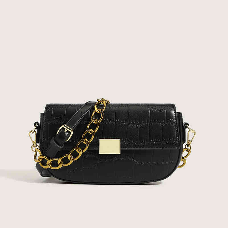 

Ladies Fashion Luxury Brand Tide Bag Wholesale Women's New Simple Small Pattern Flip One Shoulder Chain, Black
