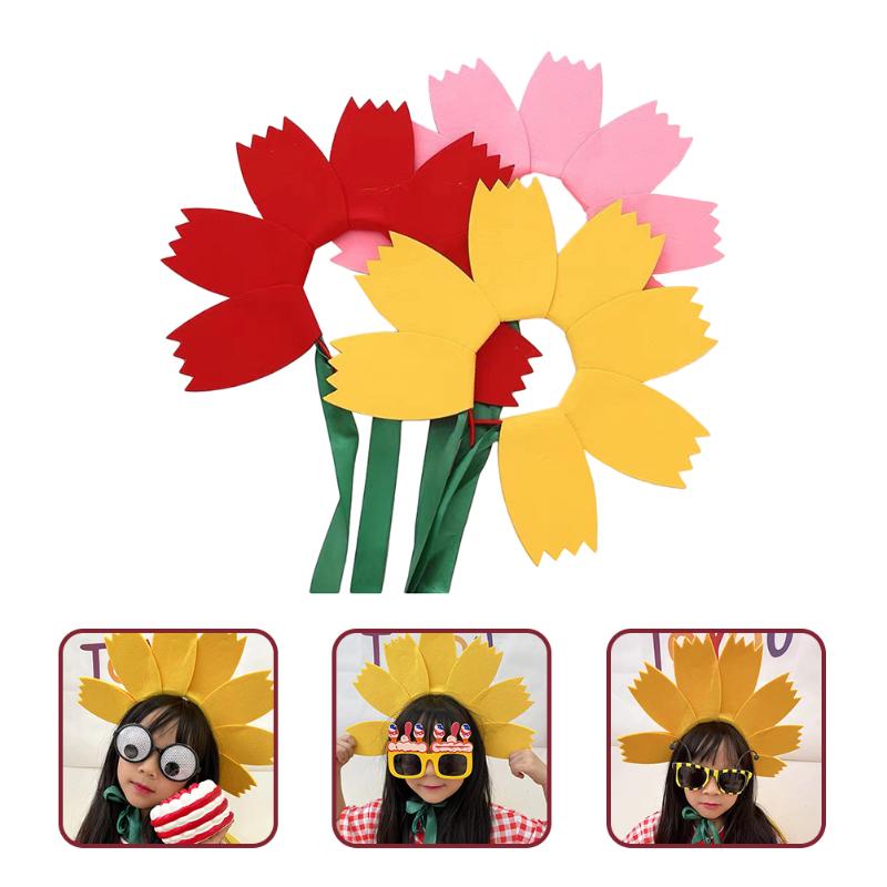 

Bandanas 3 Pcs Kids Hairhoops Sunflower Head Decors Adjustable Headbands Party