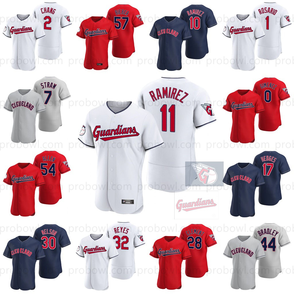 

11 Jose Ramírez Guardians Custom Jerseys Shane Bieber Zach Plesac Franmil Reyes Jim Thome Austin Hedges Mel Harder Myles Straw Steven Kwan Bobby Bradley Jersey, Youth s-xl nk logo