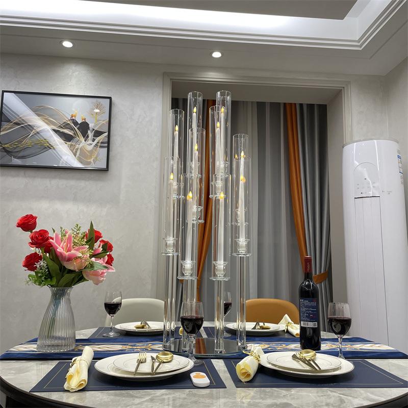 

Party Decoration Wedding Centerpiece Candelabra Clear Candle Holder Acrylic Candlesticks For Weddings Event PartyParty