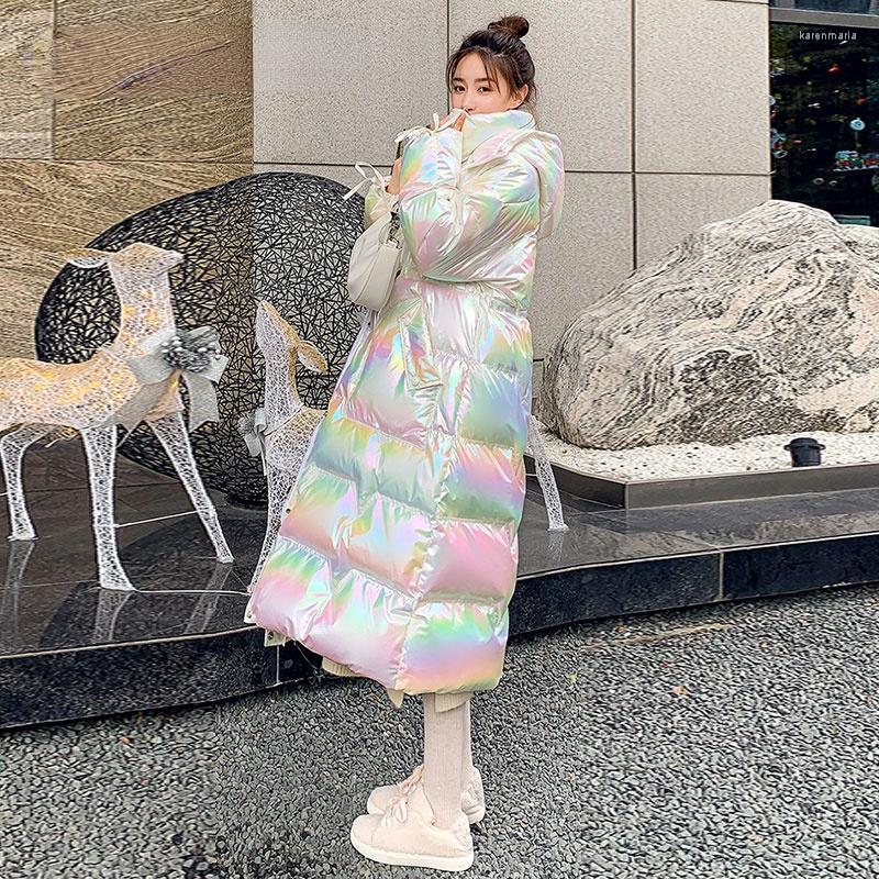 

Women's Down & Parkas Colorful Cotton Coat Women Parka Glossy Adjustable Waist Slim X-Long Overcoat Thicken 2022 Winter White Padded Jacket