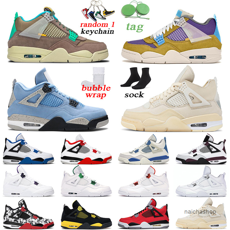 

Jumpman 4 Sail Mens Basketball Shoes 4s Black Cat University Blue White Oreo Pure Money Men Trainer Jorda Jordens, Desert moss