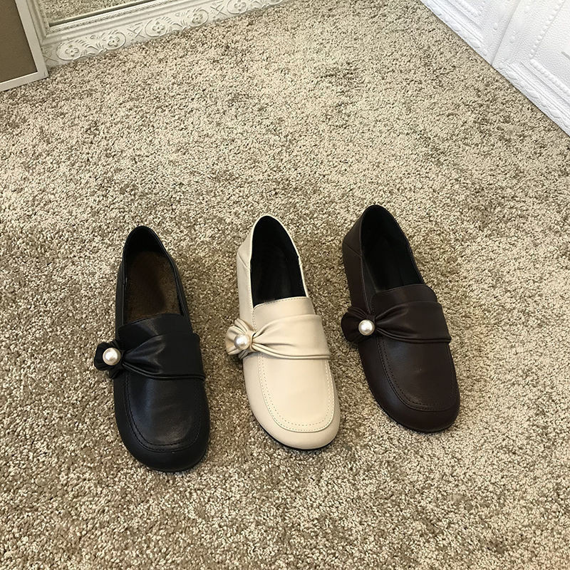 

Pantofel Kulit Mutiara Elegan Chic Sepatu Oxford Ujung Bundar Dangkal Fashion Wanita Sepatu Sandal Klasik Sepatu Flat Kantor Wanita Desainer 220614, Brown