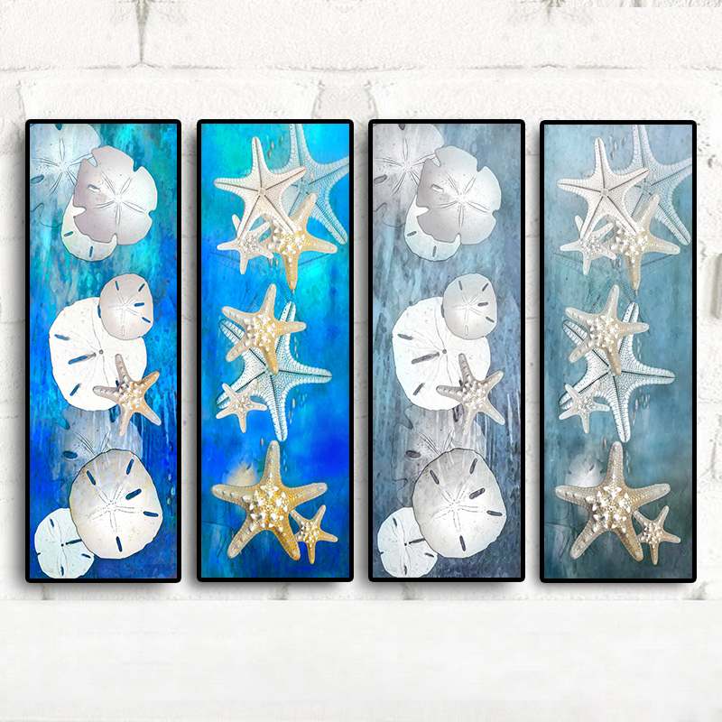 

Canvas Art Abstract Still Life Starfish Sand dollar Seascape Oil Painting Modern Landscape Wall Picture Poster For Living Room