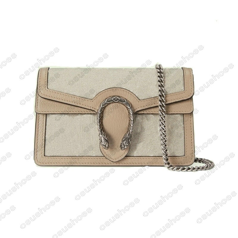 

Dionysuss Leather Snake Mini Chain Bag Womens Designer Cross body Vintage Tiger Head White and Beige canvas Closure Small Purse Wallet on Chains 476432 499623 421970, No bag