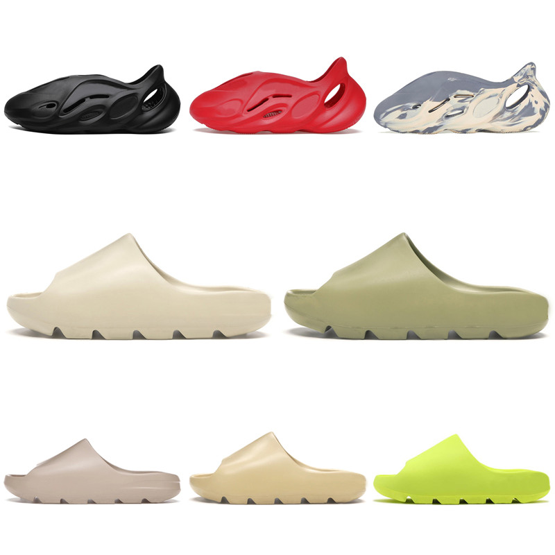 

wholesale vermilion Foam Runner Slipper Clog lady sandal acoustic eva resin Slides Black MX sand grey Moon Grey Slippers Woman Man Tainers bone sneaker Sandals Shoes, Box