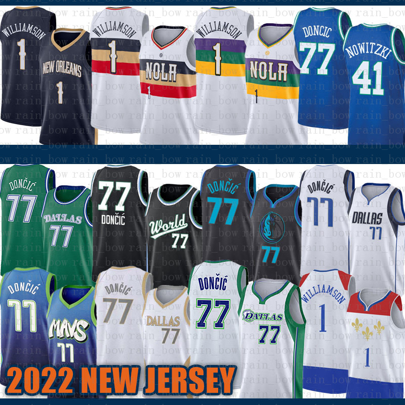 

Dallas''Mavericks''Men New''Orleans''Pelicans''Men 1 Luka Doncic Dirk Nowitzki Basketball Jersey 77 41 Zion White Williamson 033, 2021 jersey