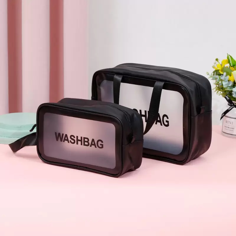 

Myyshop-18 WASHBAG Waterproof Cosmetic Bags Transparent Visible Large Capacity Make-up Bag Black White Pink 3colors S M L 3sizes