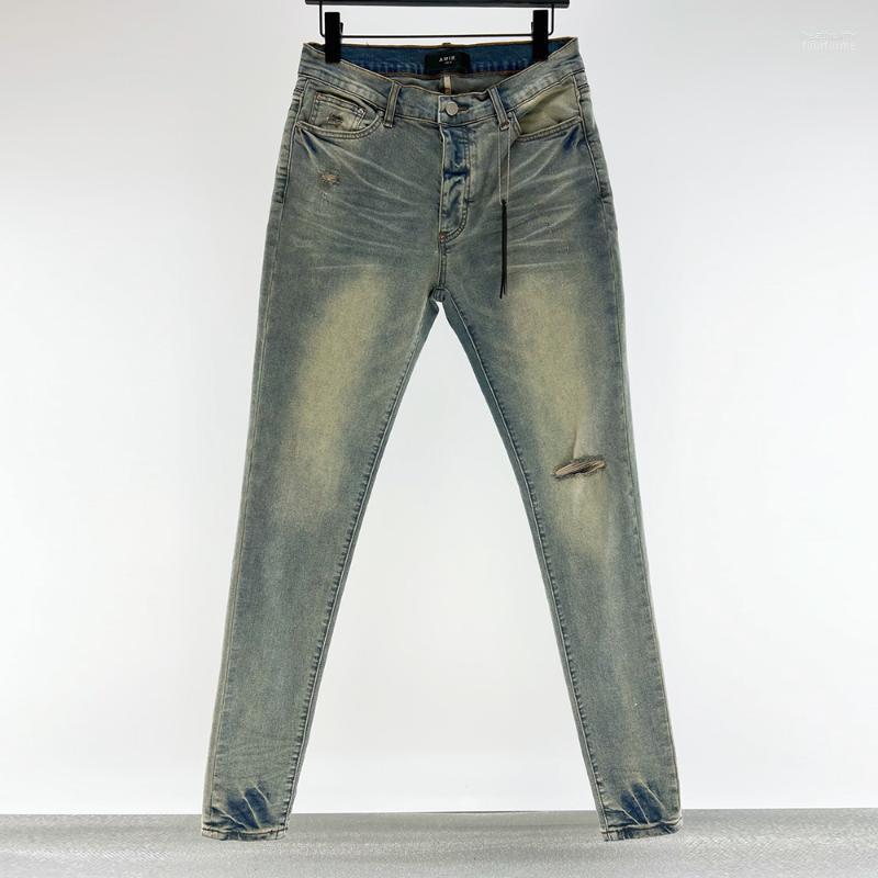 

Men's Jeans Graphic Men AMR Trousers Fashion High Street Washed Multicolor Ripped Jean Elastic Motorcycle Pants Hip Hop Heat22, Gray