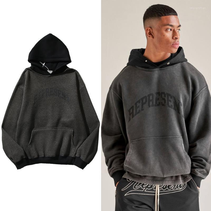

Men's Hoodies Hip Hop Retro Letter Print Washed Couple Hooded Hoody Streetwear Harajuku Oversized Casual Mens Loose Fleece Hoo Imon22, Black