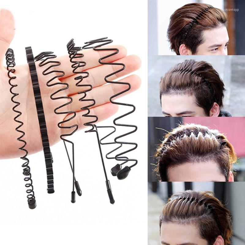 

Bandanas Men Black Metal Hairband Unisex Flexible Wavy Hair Head Hoop Band Women Sports Headband AccessoriesBandanas