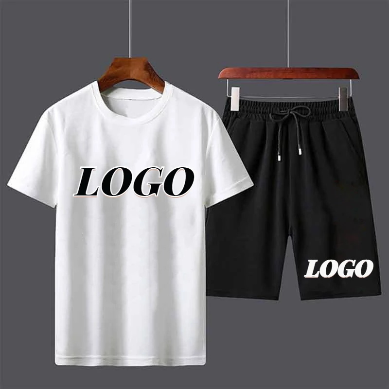 

Custom Men's Jogging Suit Summer 2-piece Short-sleeved Casual Fashion Fitness T-shirt Shorts Men's Sportswear 220615, 001